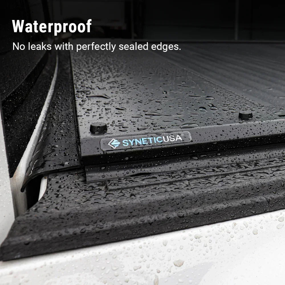 syneticusa waterproof retractable tonneau cover, no leaks with perfectly sealed edges