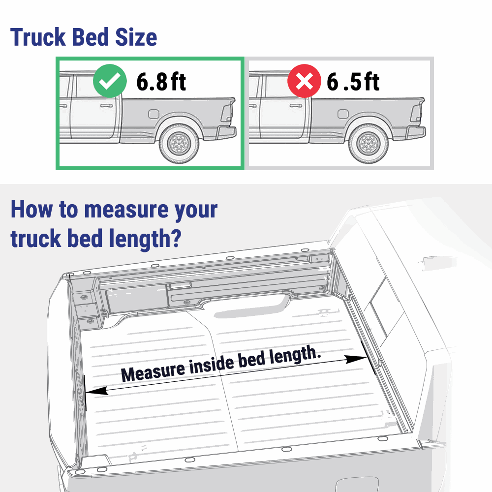 size chart and reference of measuring truck bed length