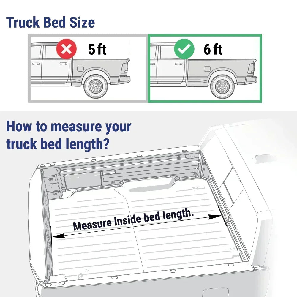 size chart and reference of measuring truck bed length