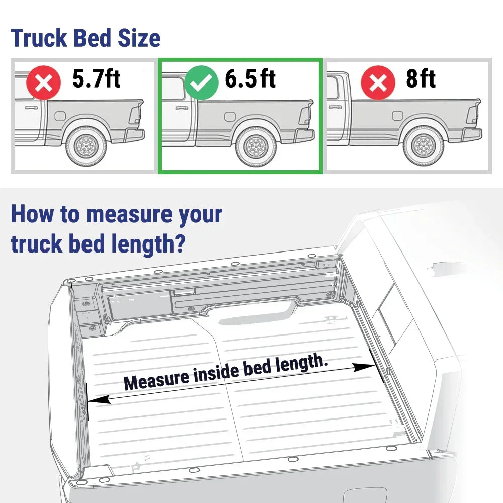 size chart and reference of measuring truck bed length