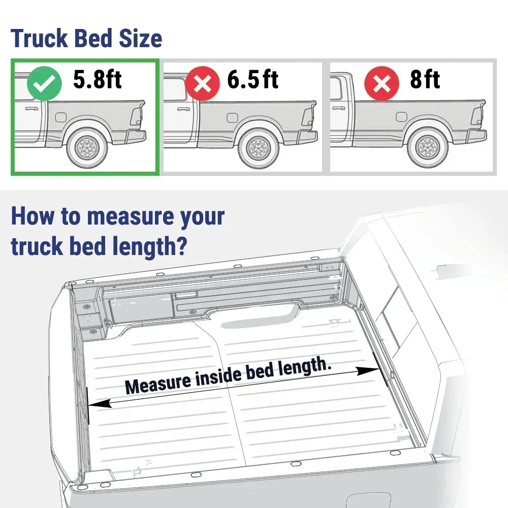 size chart and reference of measuring truck bed length