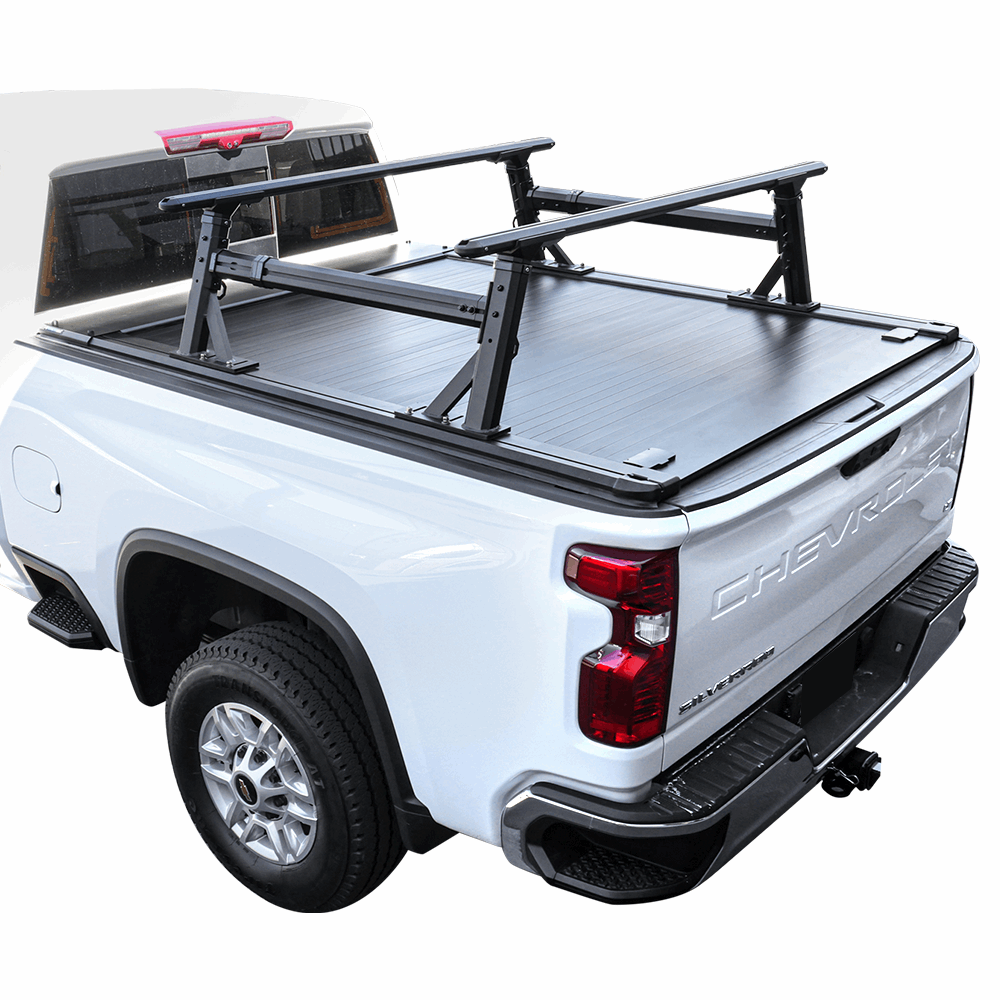 [2-in-1 Bundle] Silverado/Sierra 2500 manual Retractable Tonneau Cover with R1 ladder rack