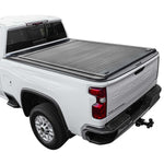 White Chevrolet truck with a tonneau cover on a white background