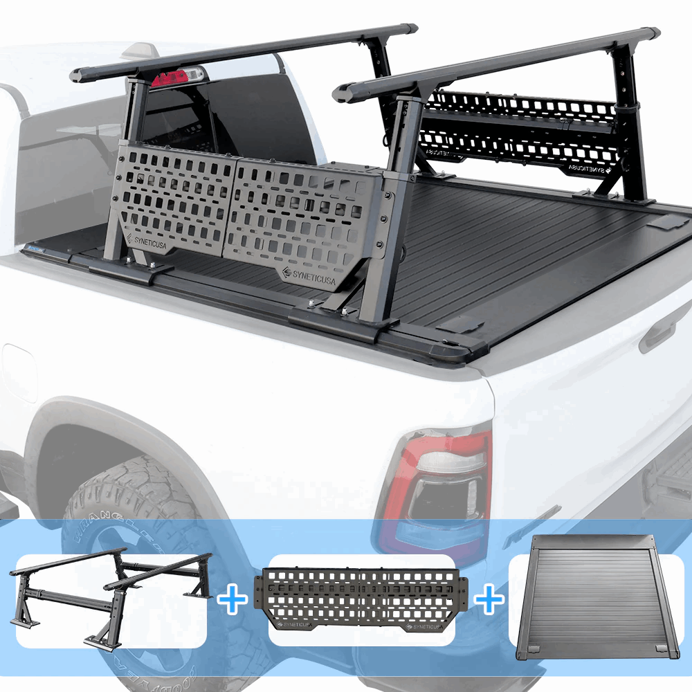 [2-in-1 Bundle] Ram 1500/2500/3500 Retractable Tonneau Cover w/ Rack System