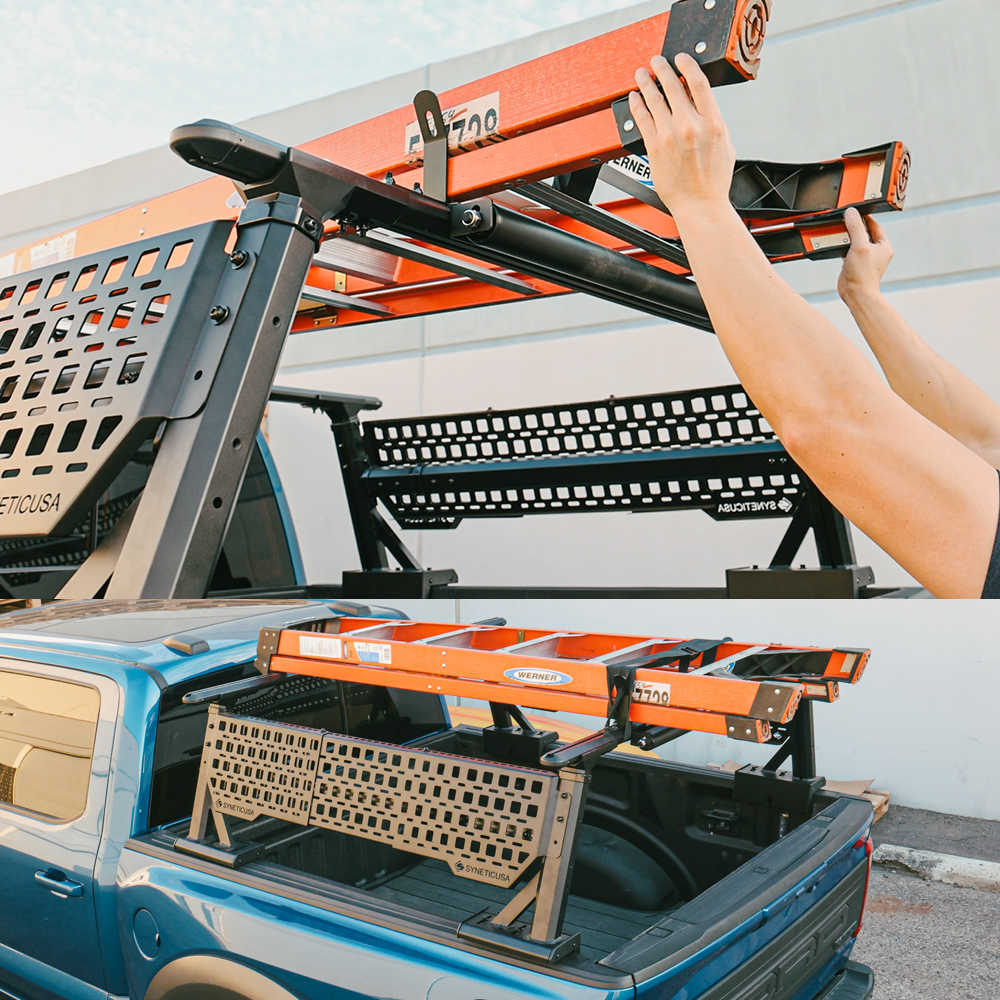 actions of using T-Slot Crossbar Accessory with Secure Built-In Tie Down Handles