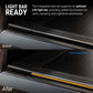 Before-and-after comparison showing an optional LED light bar mounted on the side rail of a black step ladder or deck rail. The top image is labeled 'Before' and shows no illuminated light bar.
