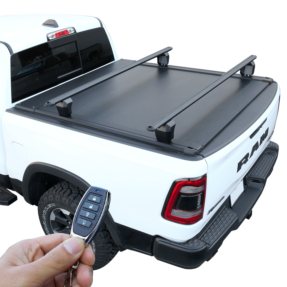 [2-in-1 Bundle] syneticusa powered Retractable Tonneau Cover with aluminum crossbar