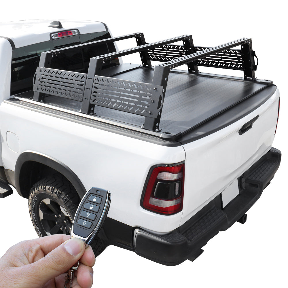 [2-in-1 Bundle] syneticusa powered Retractable Tonneau Cover with R6 premium overland rack