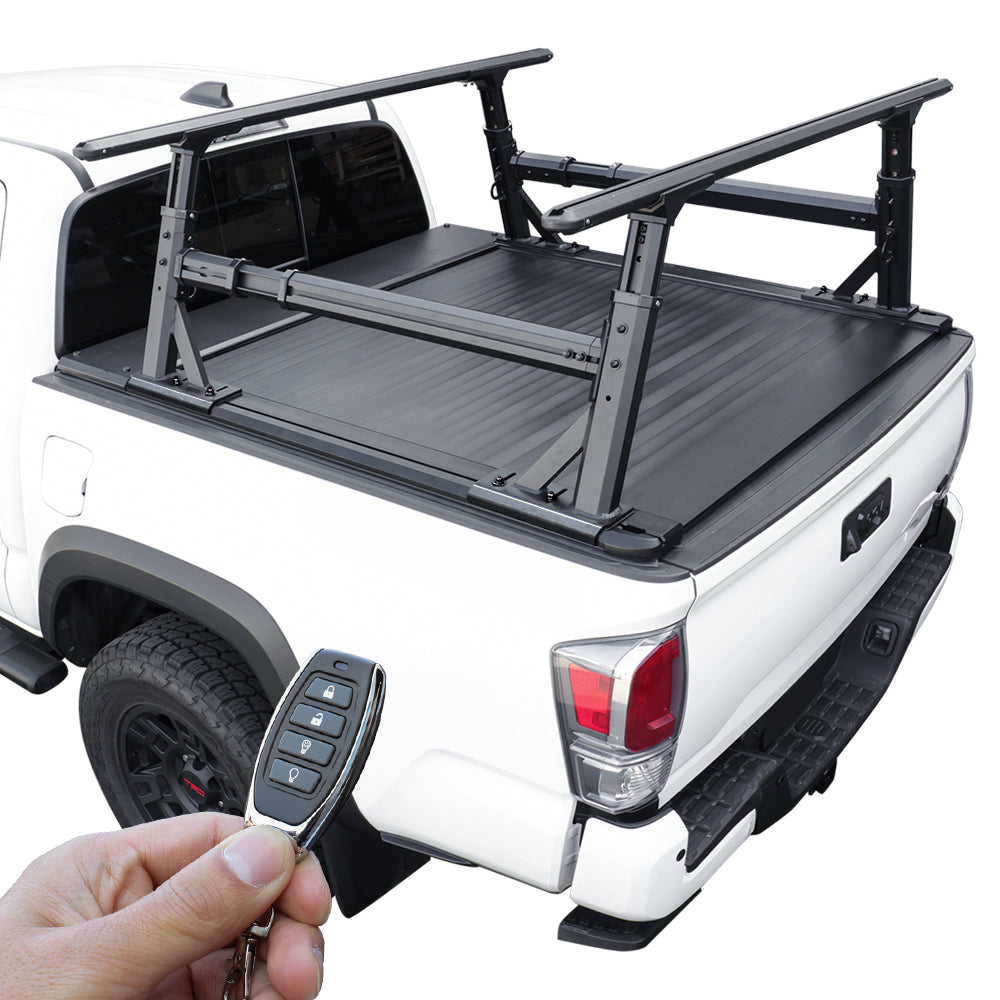 [2-in-1 Bundle] syneticusa powered Retractable Tonneau Cover with aluminum ladder rack