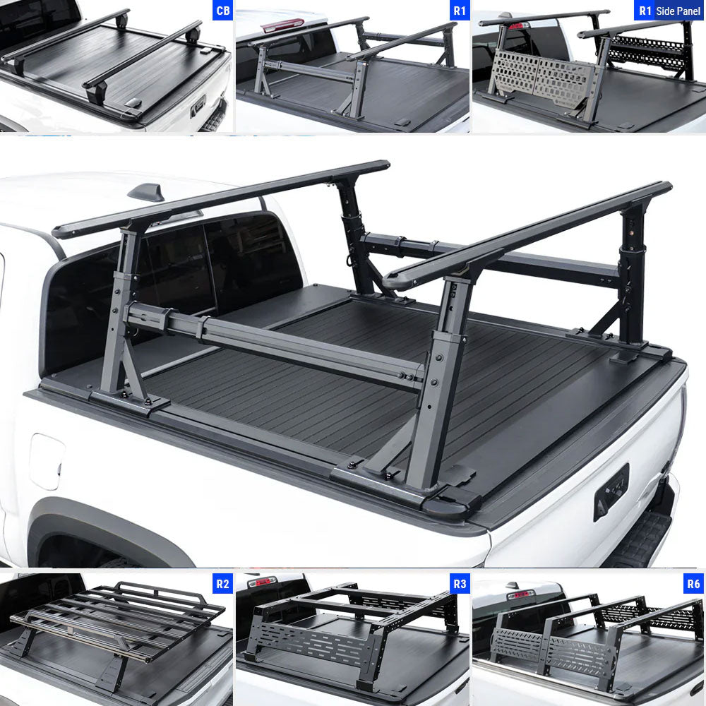 [2-in-1 Bundle] customization syneticusa Retractable Tonneau Cover with rack system 
