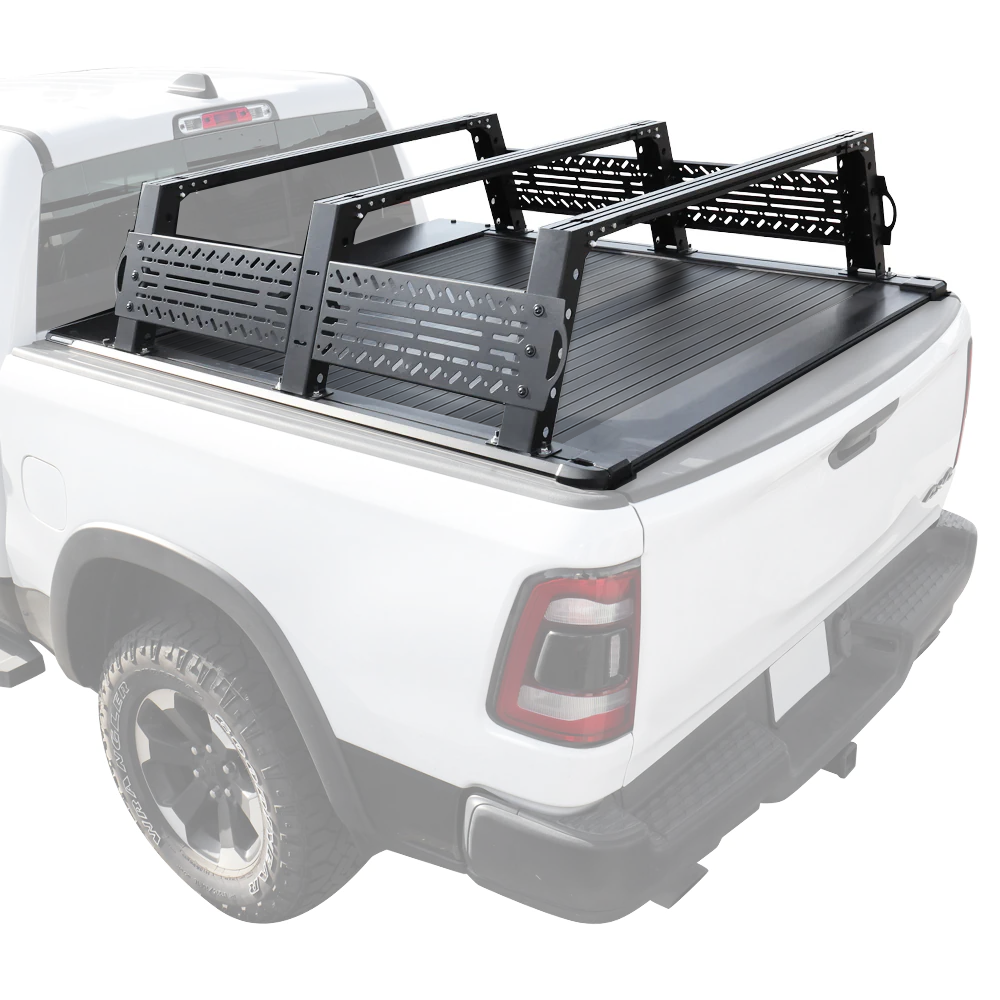[2-in-1 Bundle] automatic Retractable Tonneau Cover with r6 premium overland rack stainless steel