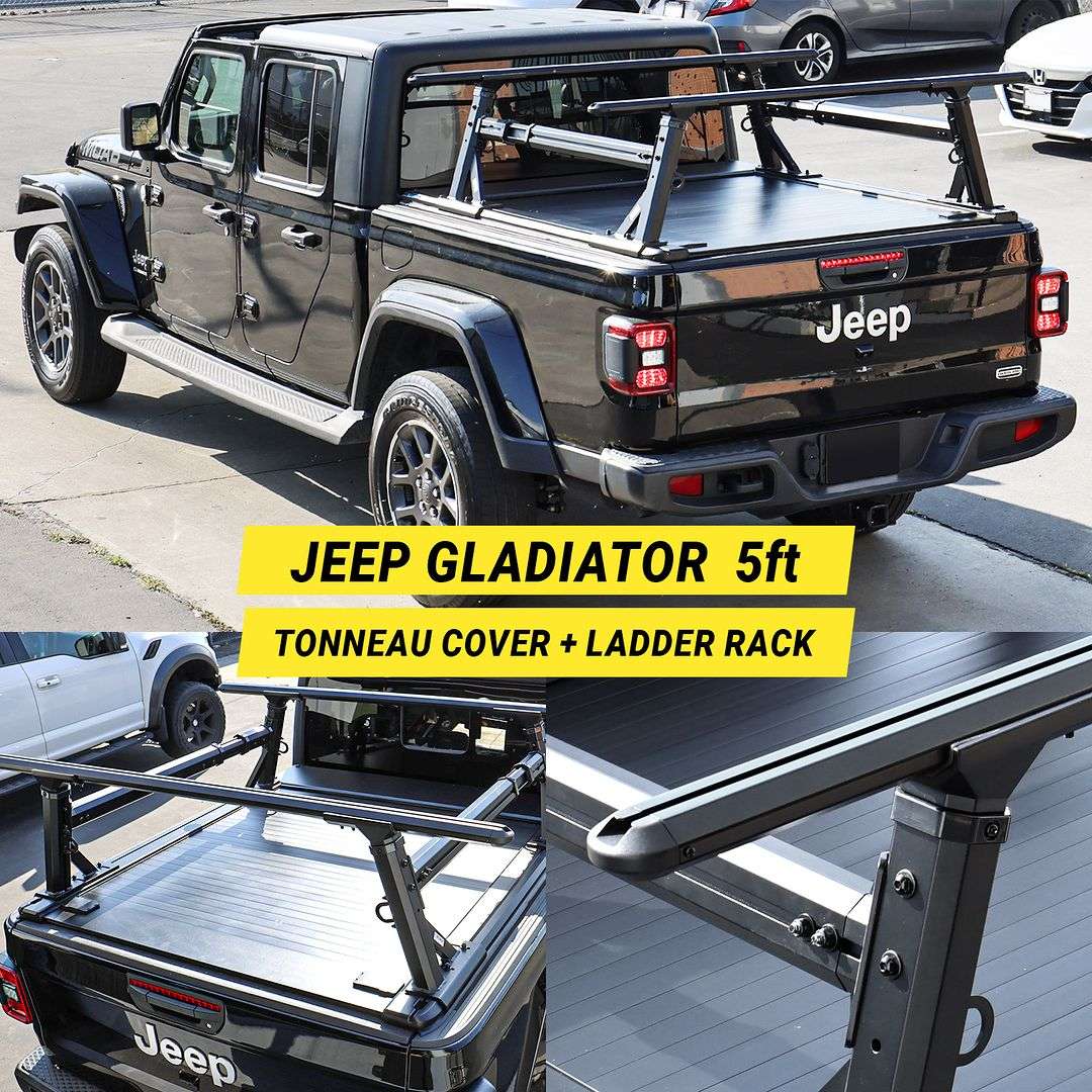 SYNETICUSA® R1L Aluminum Heavy Duty Adjustable Truck Bed Ladder Rack (6ft - 8ft Bed)