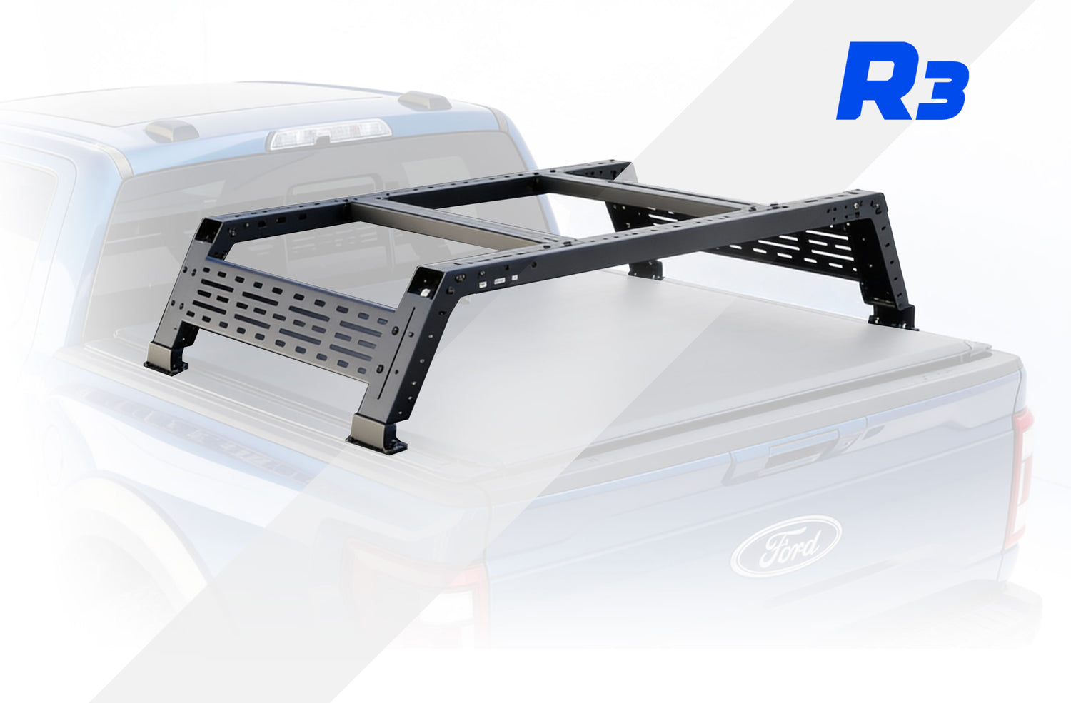 Roof rack system on a vehicle with a white background