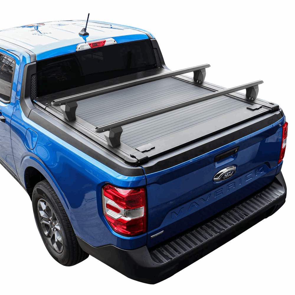 [2-in-1 Bundle] syneticusa Maverick Retractable Tonneau Cover w/ crossbar