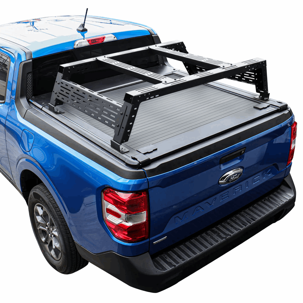 [2-in-1 Bundle] Maverick manual Retractable Tonneau Cover with r3 overland rack stainless steel
