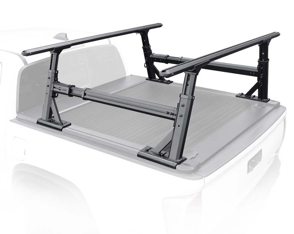 pickup truck ladder rack system on a white truck