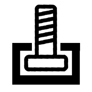 Black and white icon of a ladder with a square base on a white background