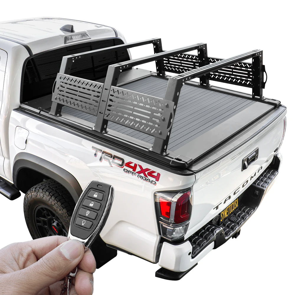 [2-in-1 Bundle] powered Retractable Tonneau Cover with R6 premium overland rack for Toyota Tacoma TRD