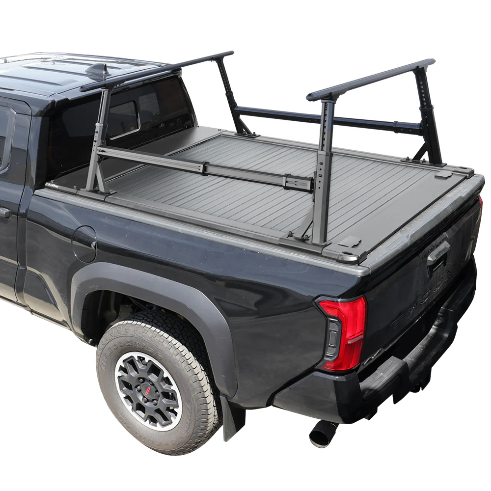 [2-in-1 Bundle] manual Retractable Tonneau Cover with aluminum R1 ladder rack for Toyota Tacoma TRD 6ft bed