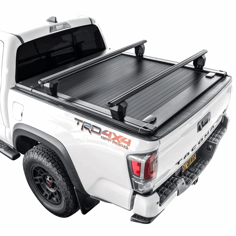 [2-in-1 Bundle] Toyota Tacoma TRD Retractable Tonneau Cover with aluminum crossbar