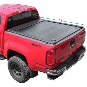 red 2015 Colorado short bed with Off-Road-Built retractable tonneau cover