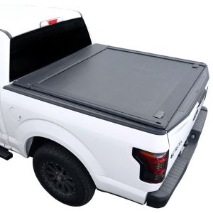 2018 white F-150 with SyneticUSA's aluminum retractable tonneau cover